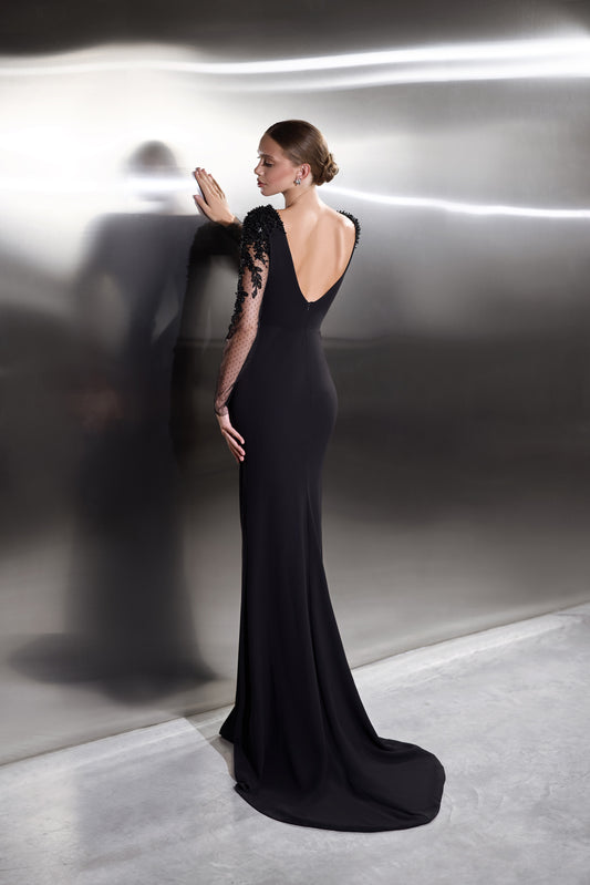 MIDNIGHT ALLURE- Rochie cu maneci lungi